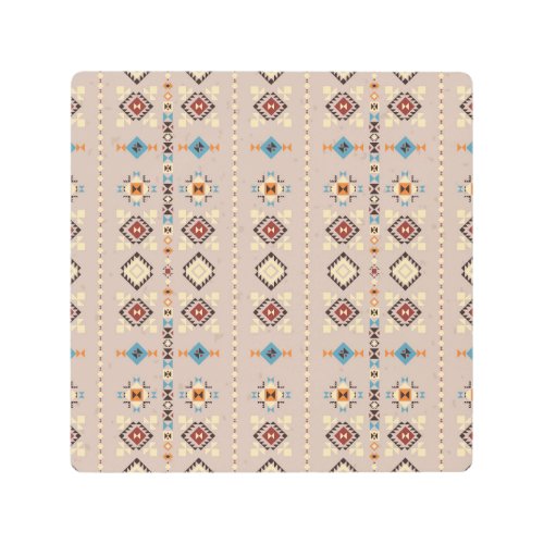 Ethnic seamless tribal pattern metal print