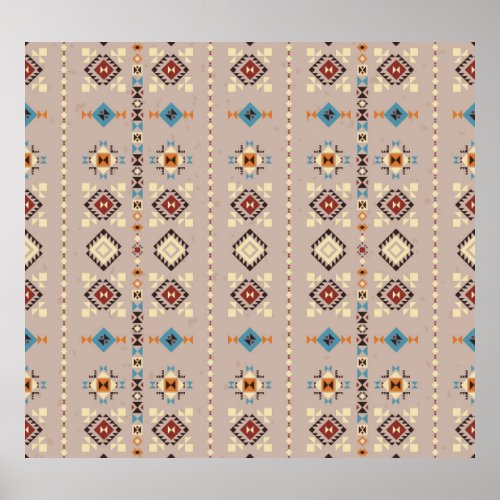 Ethnic seamless tribal pattern poster