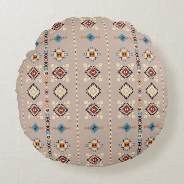 Ethnic: seamless tribal pattern round pillow (Front)