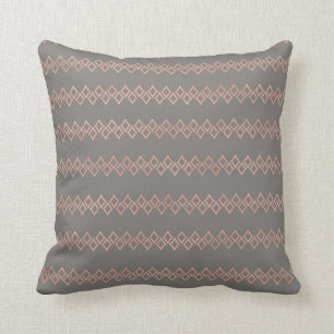 Ethnic Soho Geometry Rose Gold Pink Gray Throw Pillow