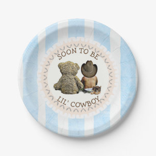 Ethnic Soon to be Lil' Cowboy Baby Shower Paper Paper Plates