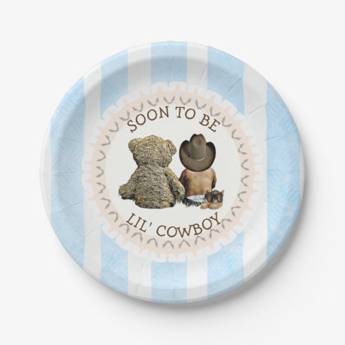 Ethnic Soon to be Lil Cowboy Baby Shower Paper Paper Plates