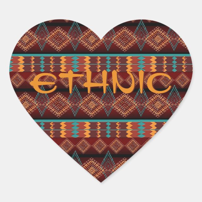 ethnic southwestern geometric pattern heart sticker (Front)