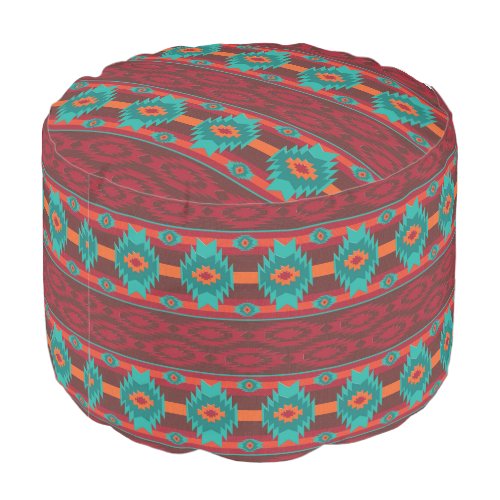 ethnic Southwestern geometric pattern   pouf