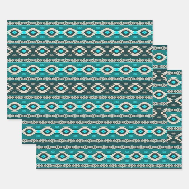 Ethnic Southwestern  Geometric Pattern Wrapping Pa Paper Sheets (Set)
