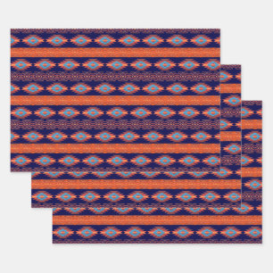 Ethnic Southwestern  Geometric Pattern Wrapping Paper Sheets