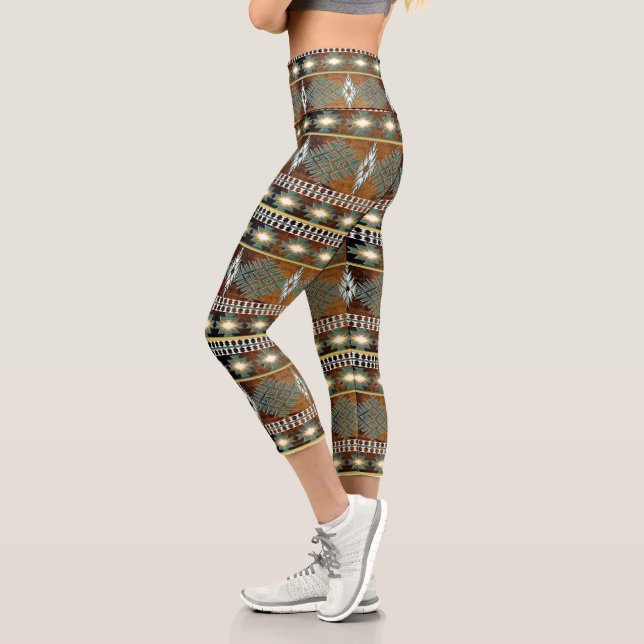 Ethnic southwestern pattern capri leggings (Left)