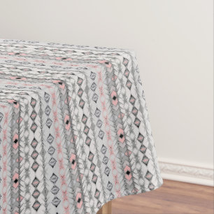 ethnic striped gray pink Mexican Oriental stylish Tablecloth