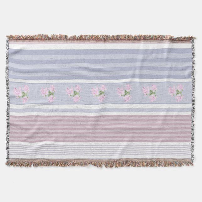 ethnic, striped, patchwork throw blanket (Front)