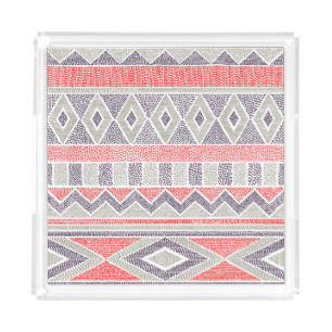 Ethnic Striped Tribal: Handmade Vintage Acrylic Tray
