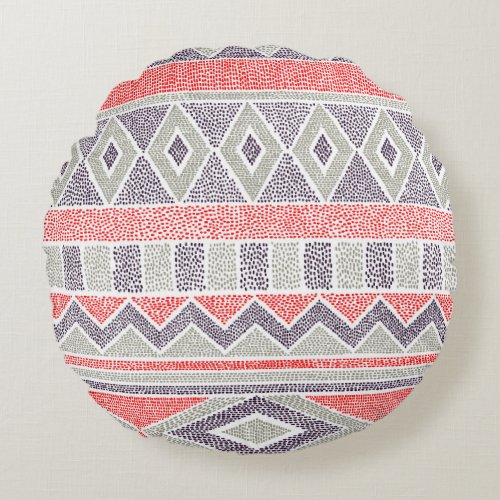 Ethnic Striped Tribal Handmade Vintage Round Pillow