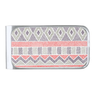 Ethnic Striped Tribal: Handmade Vintage Silver Finish Money Clip