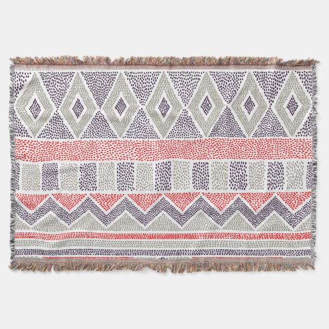 Ethnic Striped Tribal: Handmade Vintage Throw Blanket (Front)
