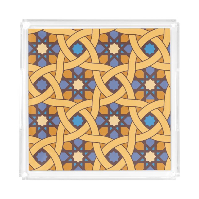 Ethnic Style Abstract Mosaic Pattern Acrylic Tray (Front)