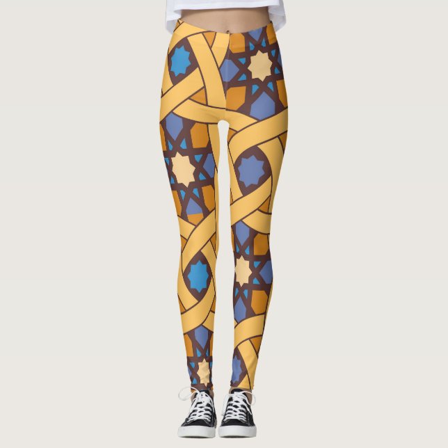 Ethnic Style Abstract Mosaic Pattern Leggings (Front)