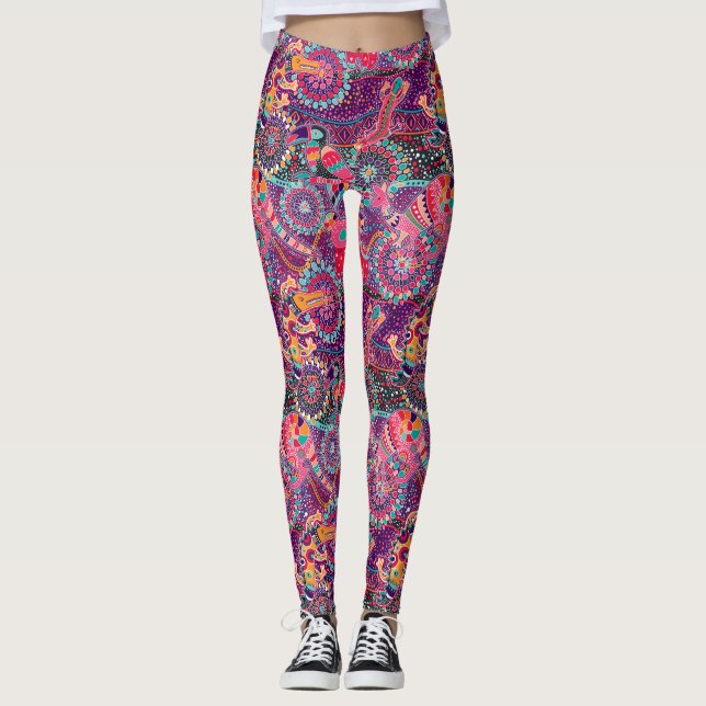 Ethnic Style Animal Pattern 2 Leggings (Front)