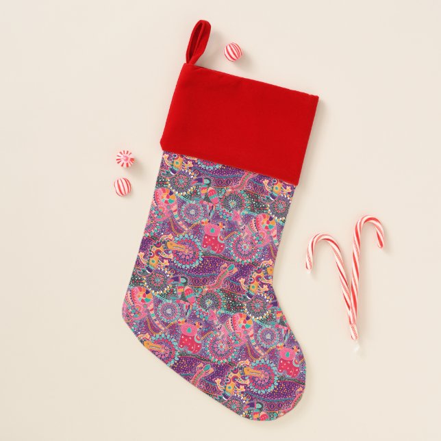 Ethnic Style Animal Pattern Christmas Stocking (Front)