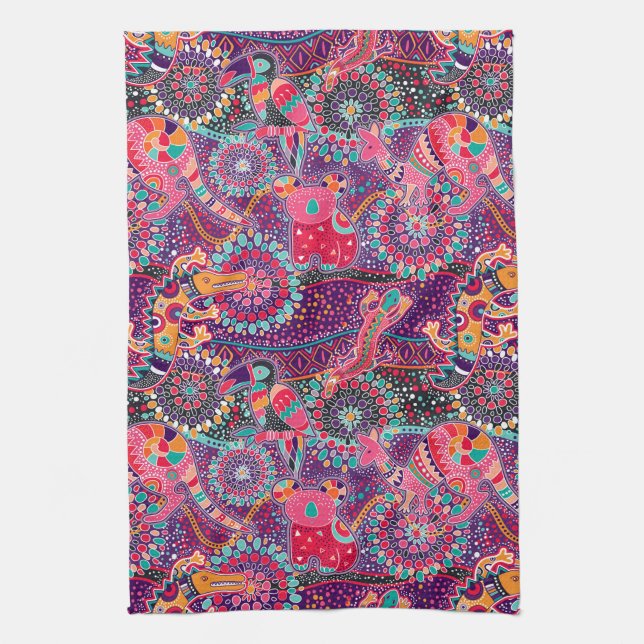 Ethnic Style Animal Pattern Kitchen Towel (Vertical)