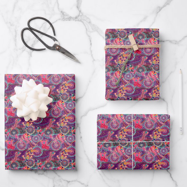 Ethnic Style Animal Pattern Wrapping Paper Sheets (Front)