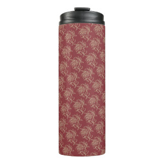 Ethnic Style Floral Mini-print Beige on Marooon Thermal Tumbler