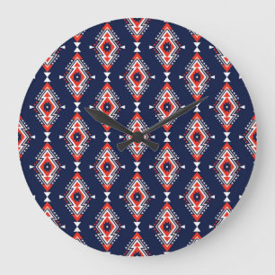 Ethnic style, geometric seamless pattern. large clock