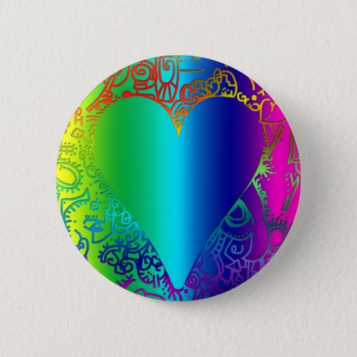 Ethnic Style Heart Round Button