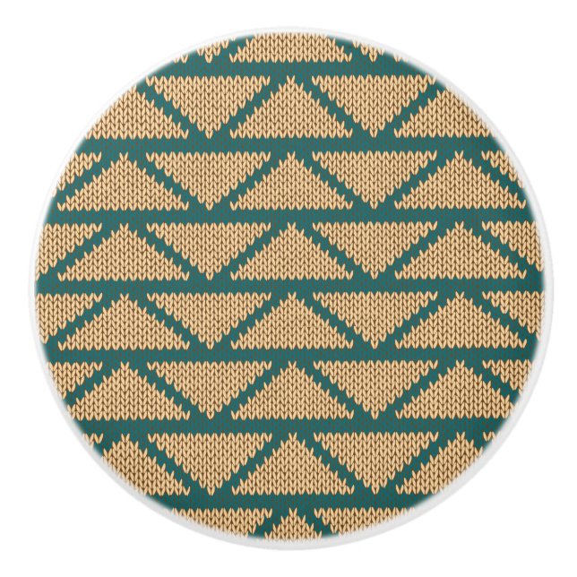 Ethnic Style Knitted Pattern Ceramic Knob (Front)