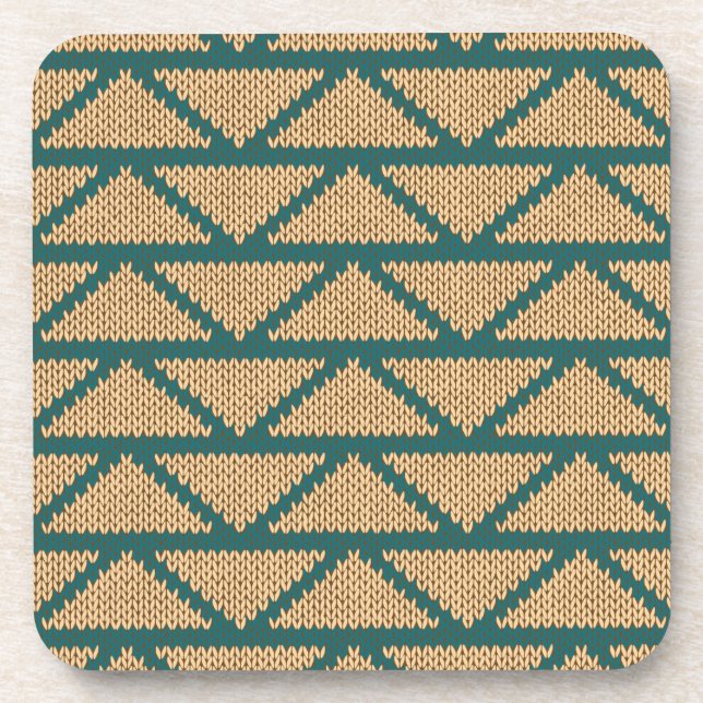 Ethnic Style Knitted Pattern Drink Coaster (Front)