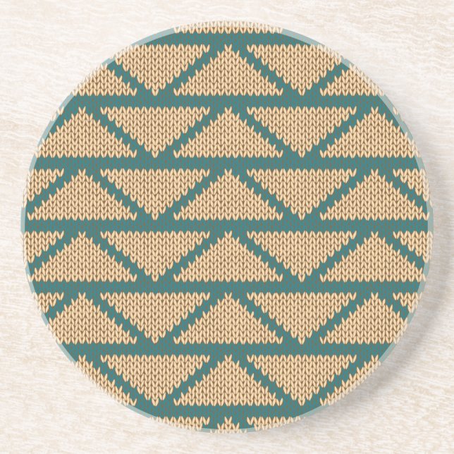 Ethnic Style Knitted Pattern Sandstone Coaster (Front)