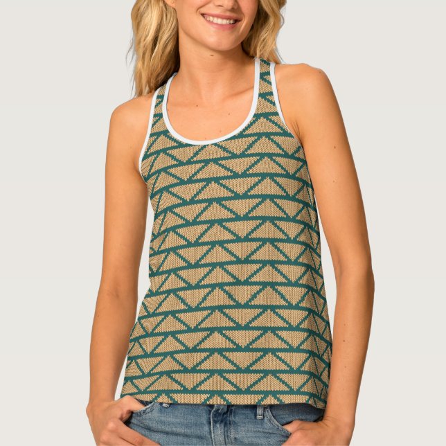 Ethnic Style Knitted Pattern Tank Top (Front)