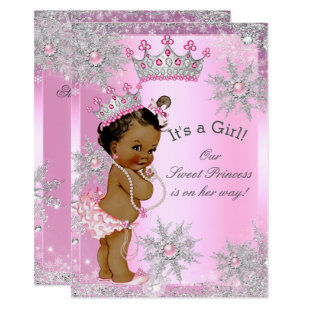 Ethnic Sweet Princess Baby Shower Wonderland Pink Card