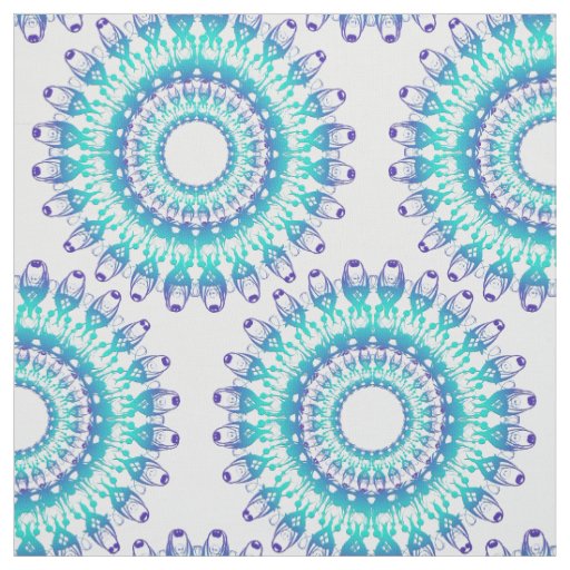 ethnic teal mandala. fabric