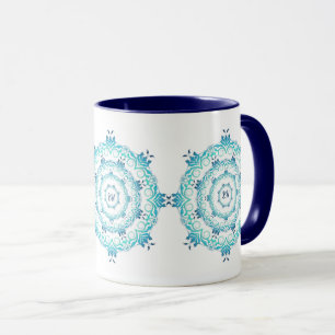 ethnic teal mandala. Floral Crown Mug