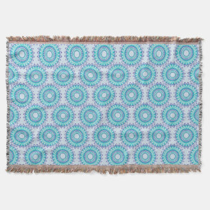 ethnic teal mandala pattern. throw blanket