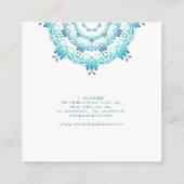 ethnic teal mandala. Text. Square Business Card (Back)