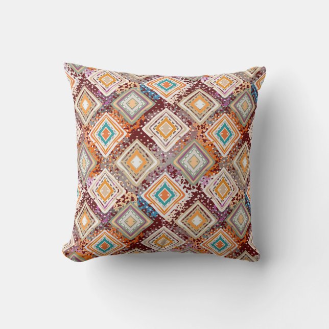 Ethnic tribal art, abstract geometry. throw pillow (Front)