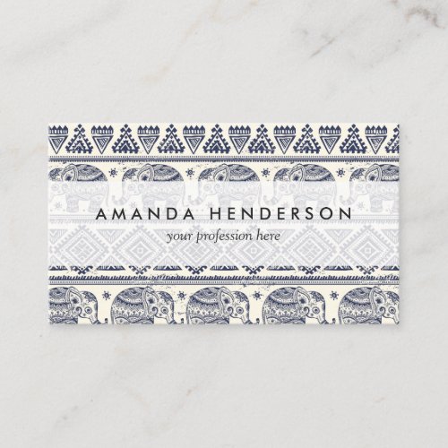 Ethnic Tribal Aztec Elephant Pattern Business Card