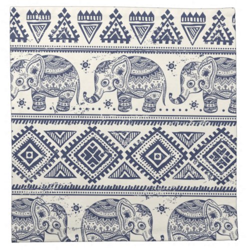 Ethnic Tribal Aztec Elephant Pattern Cloth Napkin