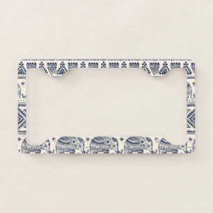 Ethnic Tribal Aztec Elephant Pattern License Plate Frame