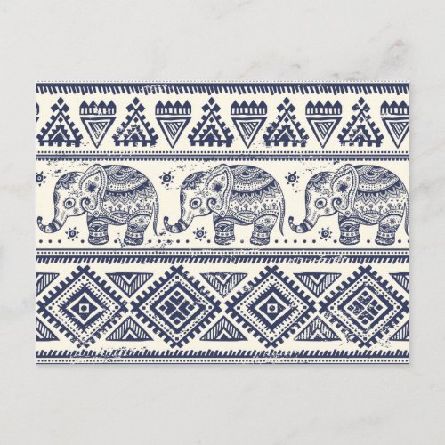 Ethnic Tribal Aztec Elephant Pattern Postcard