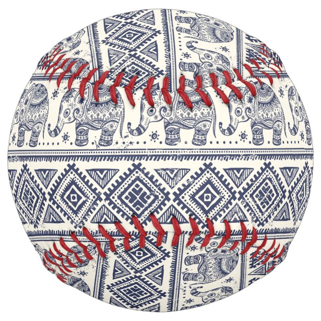 Ethnic Tribal Aztec Elephant Pattern Softball (Front)