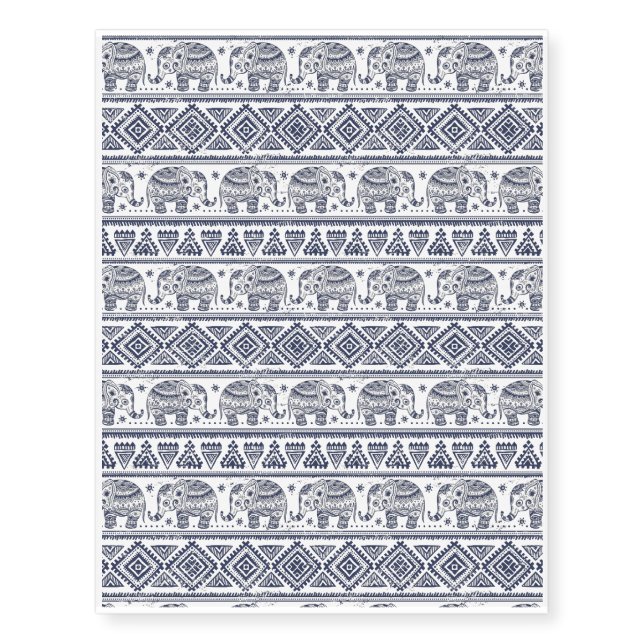 Ethnic Tribal Aztec Elephant Pattern Temporary Tattoos (Front)
