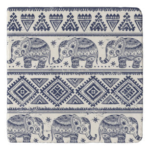 Ethnic Tribal Aztec Elephant Pattern Trivet