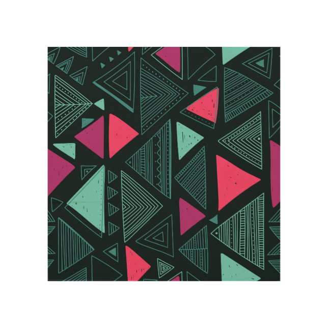 Ethnic Tribal Boho: Doodle Vintage. Wood Wall Art (Front)