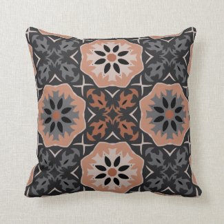 Ethnic Tribal Boho Light Gray And Coffee Tones  Throw Pillow