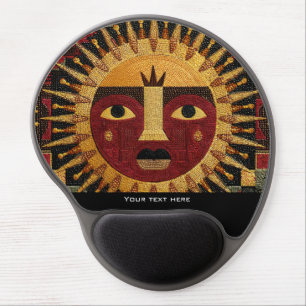 Ethnic Tribal Celestial Mandala Sun Face Mosaic Gel Mouse Pad