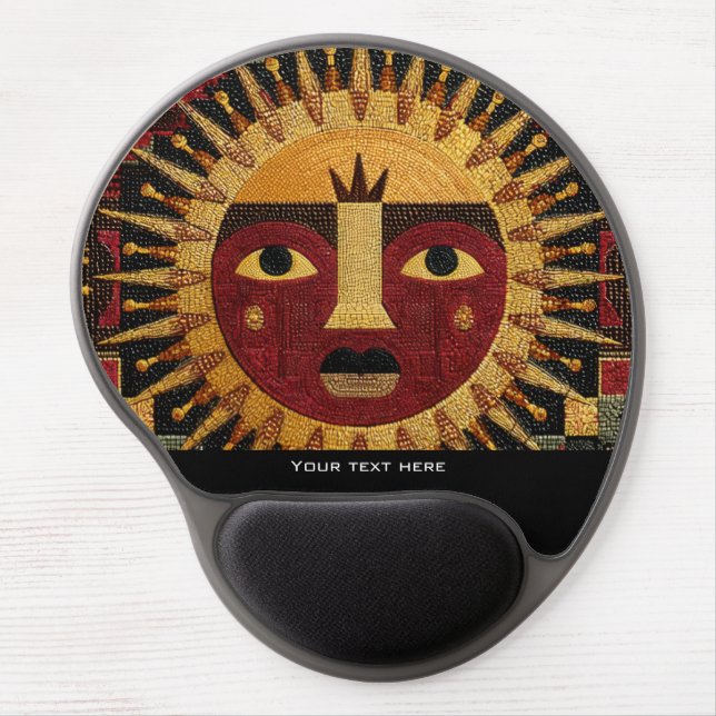 Ethnic Tribal Celestial Mandala Sun Face Mosaic Gel Mouse Pad (Front)