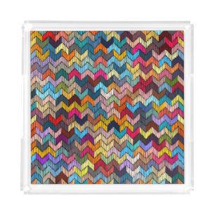 Ethnic Tribal Embroidered Geometric Acrylic Tray