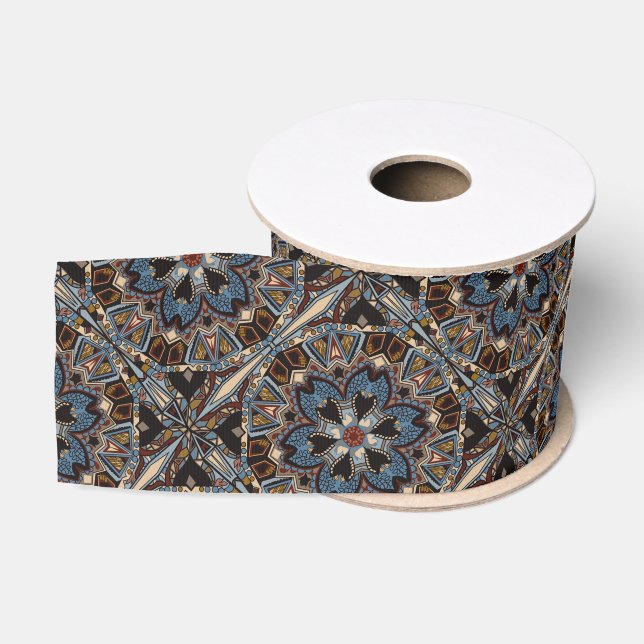 Ethnic tribal fashion abstract pattern grosgrain ribbon (Spool)