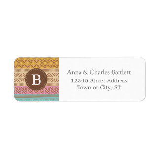 Ethnic Tribal Geometric Girly (Pastel) Monogram Label